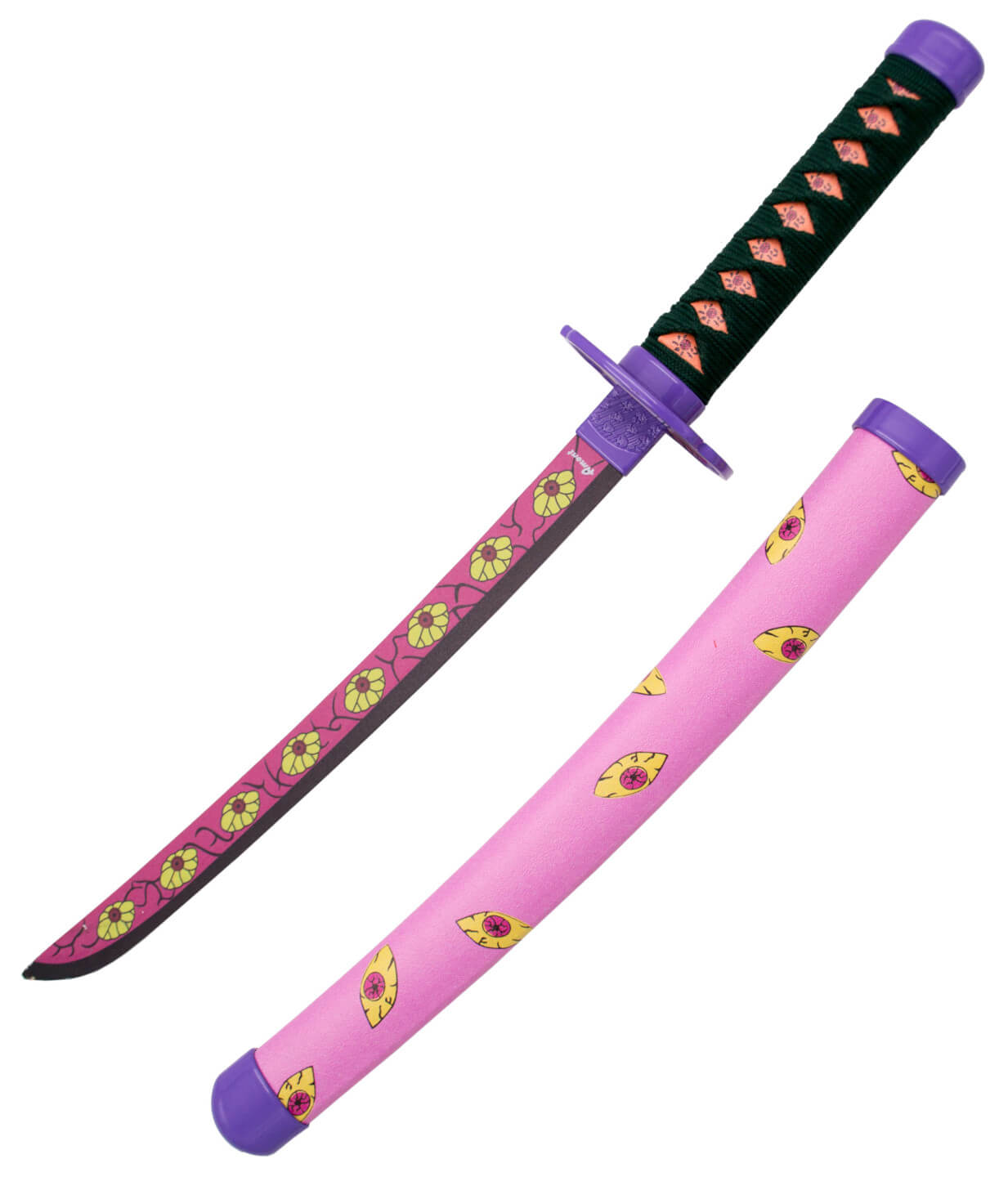 Tsugikumi Michikatsu Kokushibou mini katana rose avec décoration jaune