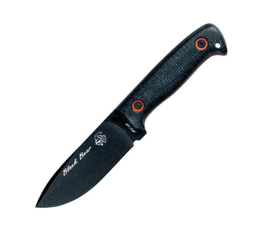 JV Black Bear con scaglie in micarta nera e lama nera