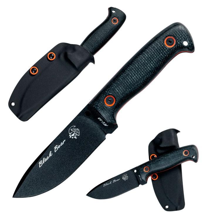 JV Black Bear con scaglie in micarta nera e lama nera