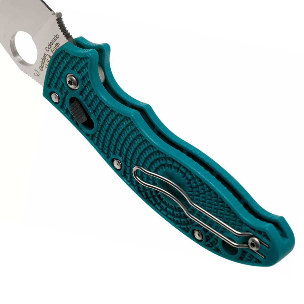 Navaja Spyderco Manix 2 con mango de FRCP turquesa y hoja de 8.6 cm