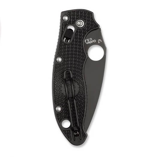 Navaja Spyderco Manix 2 con mango de FRN negro y hoja negra de 8.6 cm