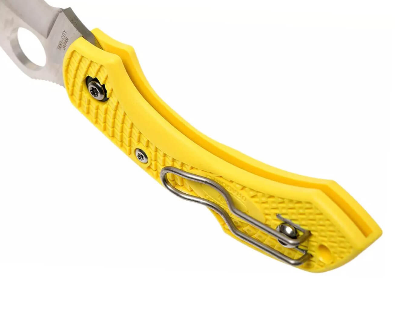 Navaja táctica Spyderco Dragonfly 2 Salt con mango de FRN amarillo y hoja acero H1 con filo SpyderEdge