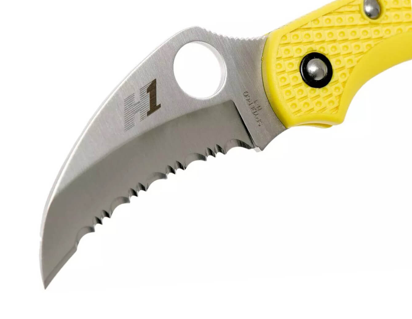 Navaja táctica Spyderco Dragonfly 2 Salt con mango de FRN amarillo y hoja acero H1 con filo SpyderEdge