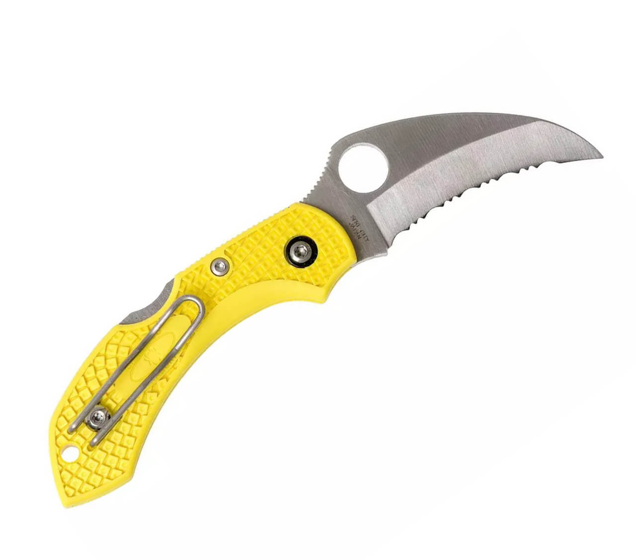 Navaja táctica Spyderco Dragonfly 2 Salt con mango de FRN amarillo y hoja acero H1 con filo SpyderEdge