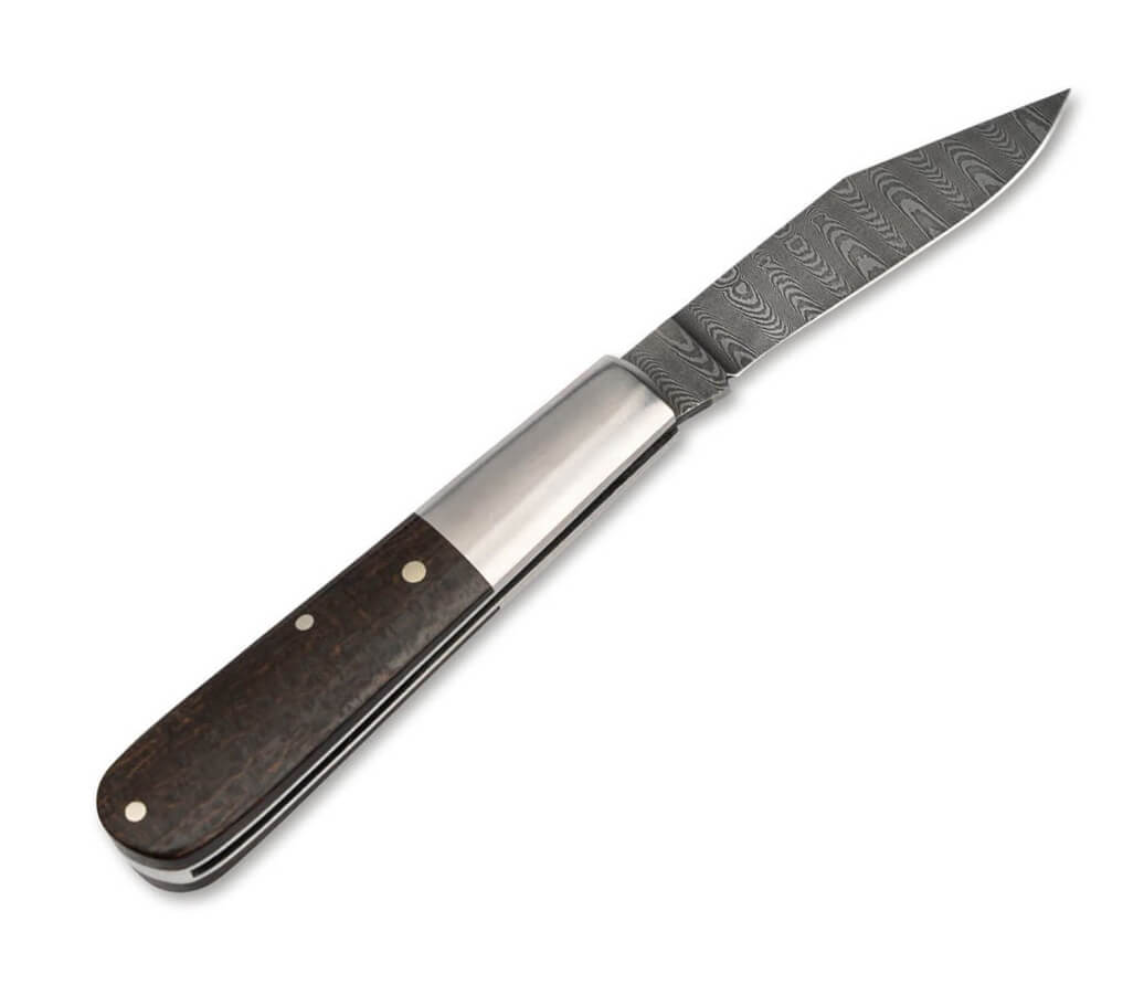 Coltellino tascabile Boker Barlow M4 collezione Sherman-Damast con lama in acciaio damasco e manico in micarta