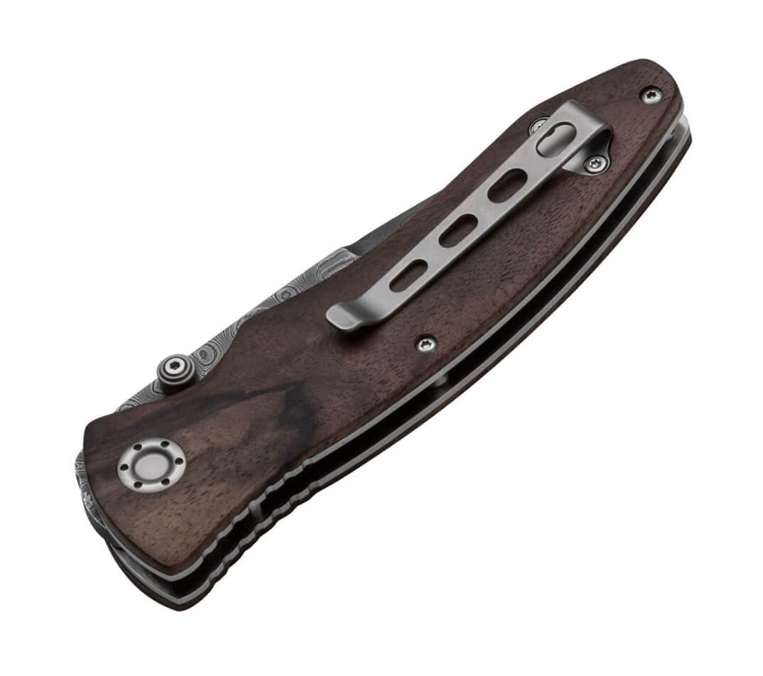 Coltello tascabile Boker Tirpitz-Damast Wood collection con lama in damasco e manico in noce
