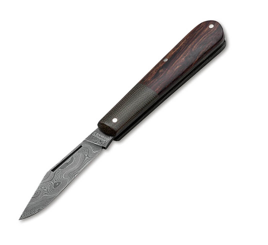 Boker Barlow Integral Leopard-Damast navaja con hoja de damasco y...