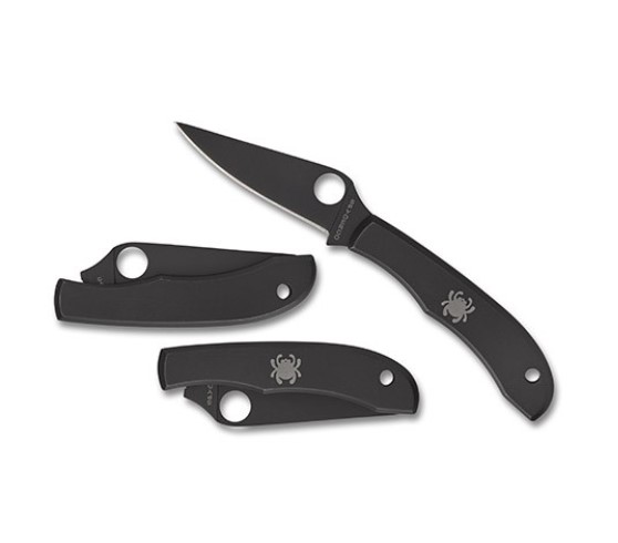 Navaja de bolsillo Spyderco Honeybee negra con mango de acero 3Cr13 y filo liso 