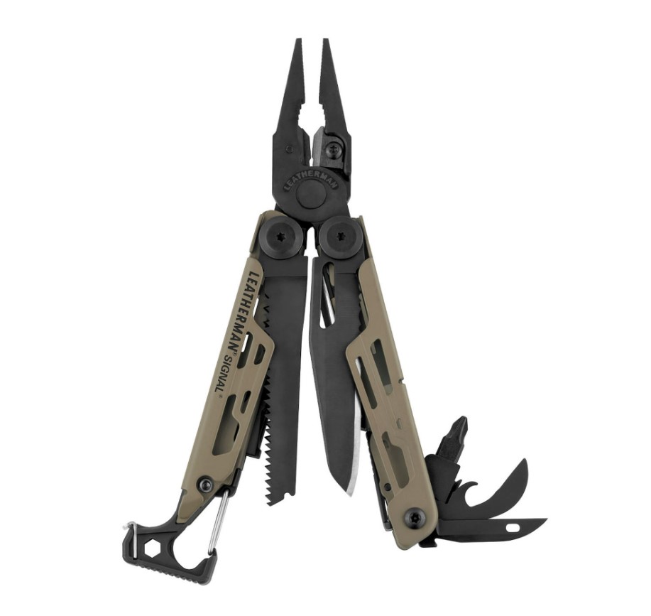 Multiherramienta Leatherman Signal con mango color arena coyote y...