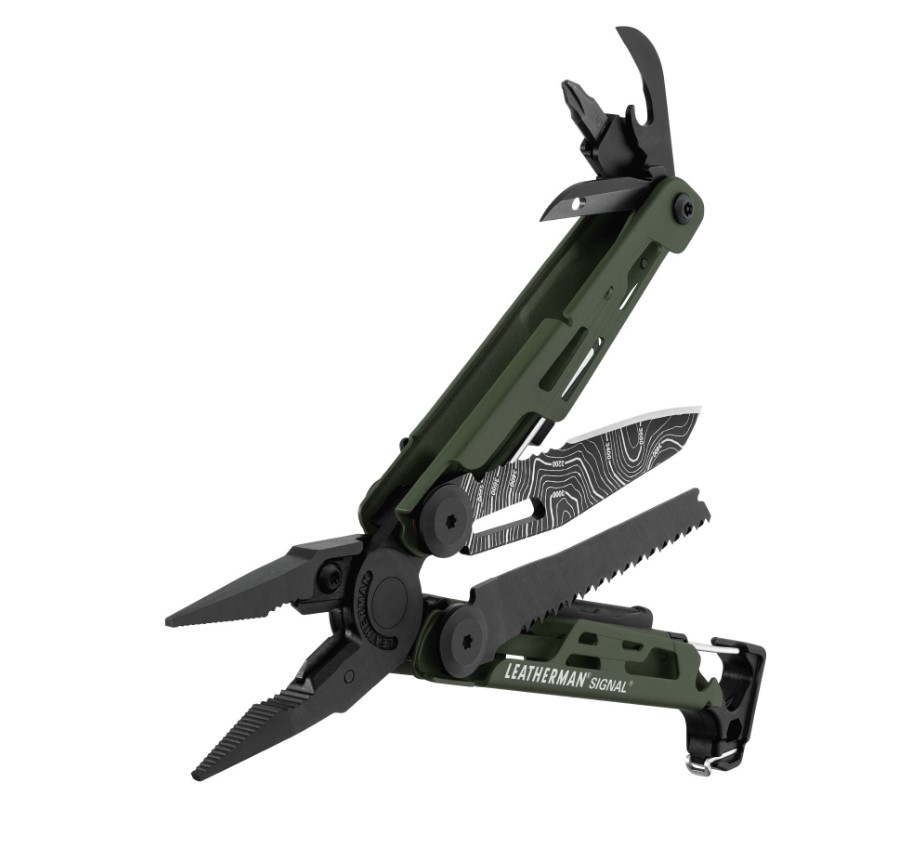 Multiherramienta Leatherman Signal verde y negra con 19 usos