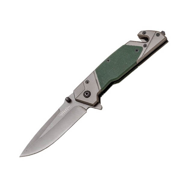 Navaja de rescate JKR PRO 10021 con mango de G10 verde y hoja de ...