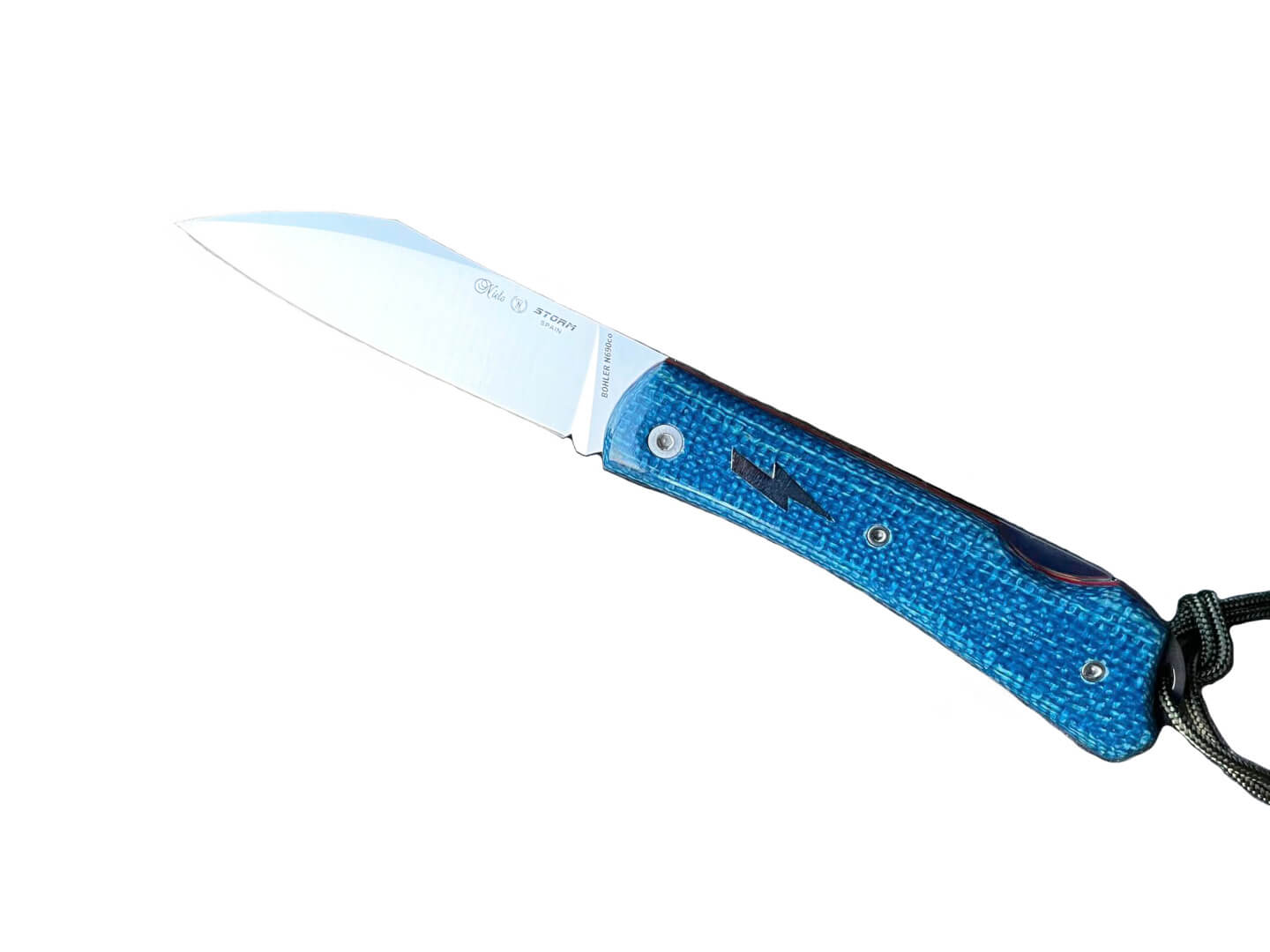 Coltello tascabile Nieto Storm con manici in juta blu