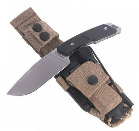 Cuchillo táctico y de supervivencia Extrema Ratio Sethlans con acero Böhler N690 stone washed