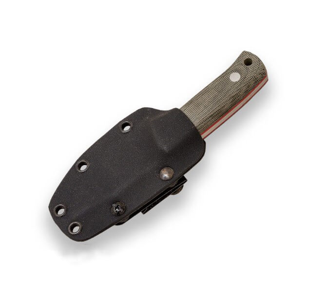 Cuchillo enterizo Erizo TS1 con mango de micarta canvas y funda de kydex