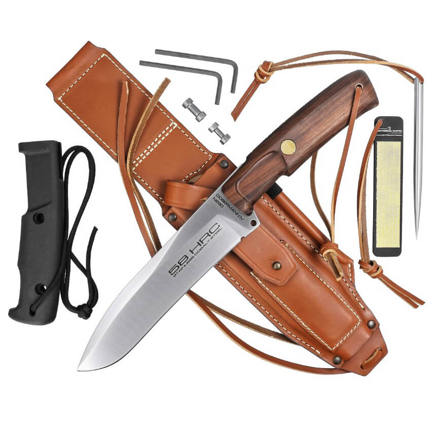 Cuchillo de caza Extrema Ratio Dobermann IV Africa de 18,5 cm con mango intercambiable.