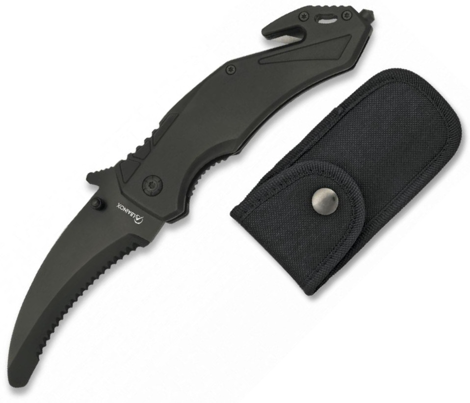 Couteau de poche de sécurité noir Albainox avec clip, étui en nyl...