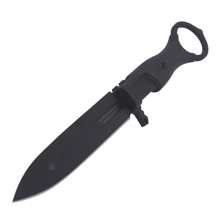 Cuchillo de combate Misericordia Black de Extrema Ratio con mango de FRN y hoja de 118 mm