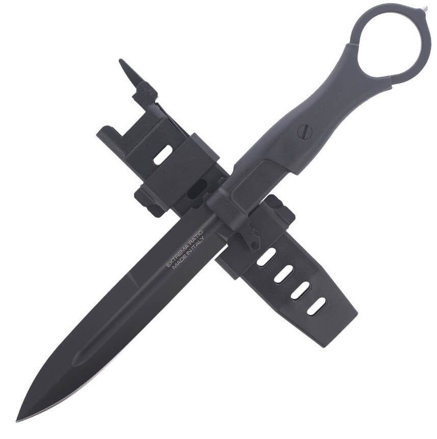 Cuchillo de combate Misericordia Black de Extrema Ratio con mango de FRN y hoja de 118 mm