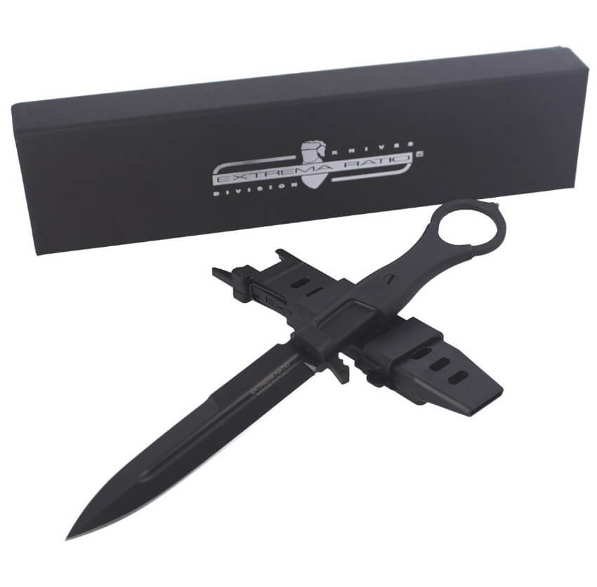Cuchillo de combate Misericordia Black de Extrema Ratio con mango de FRN y hoja de 118 mm