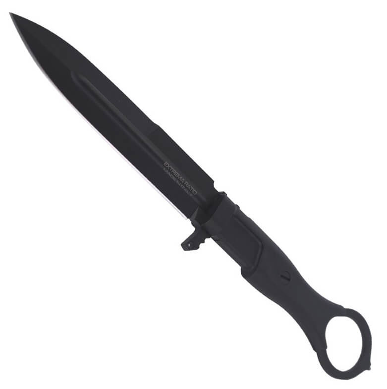 Cuchillo de combate Misericordia Black de Extrema Ratio con mango de FRN y hoja de 118 mm