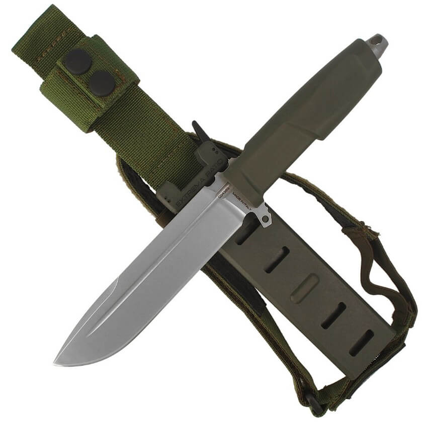 Cuchillo militar DMP Ranger Green de Extrema Ratio con hoja de 15.2 cm de acero Böhler. Funda Naylon.