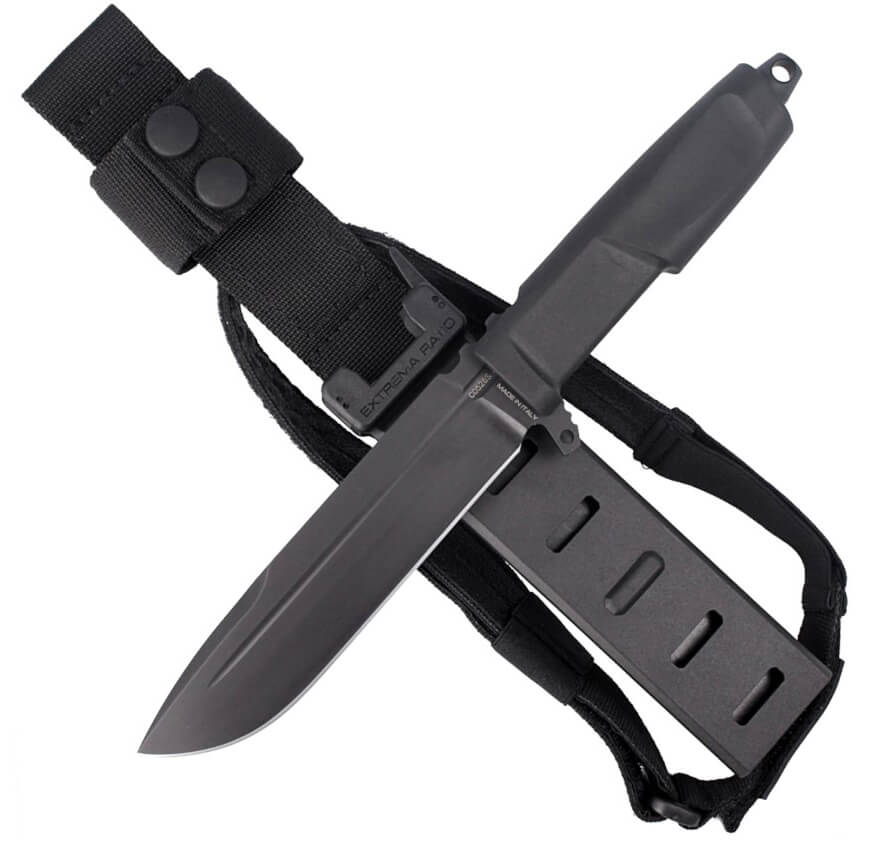 Cuchillo militar DMP Black de Extrema Ratio con hoja de 15.2 cm de acero Böhler. Funda Naylon.