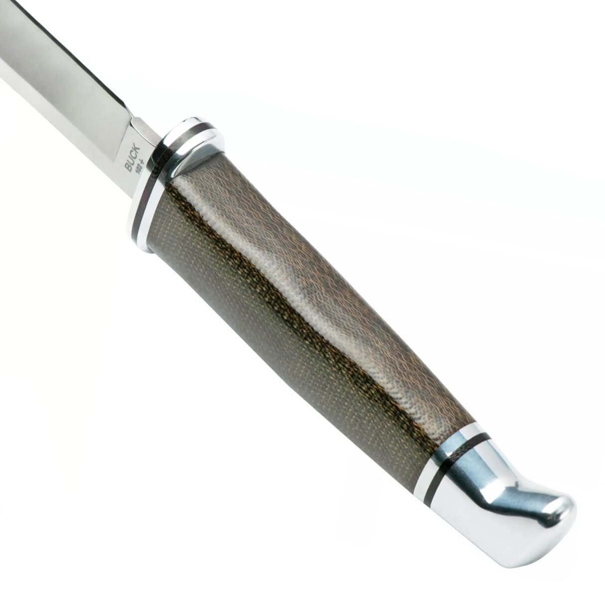 Cuchillo de caza con hoja fija de 10 cm Buck Woodsman Pro 102 con mango de micarta 0102GRS1