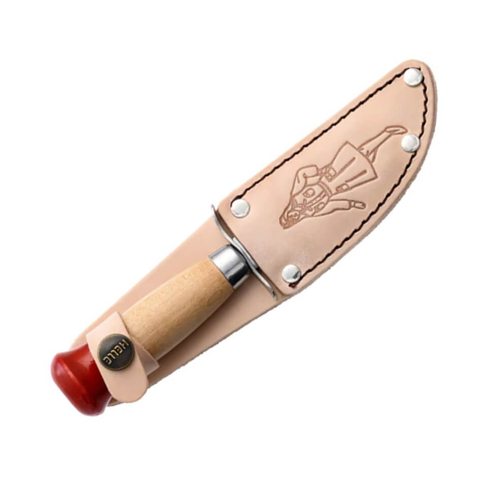 Helle Spider Pike 04J children's knife with birch handle and red pommel