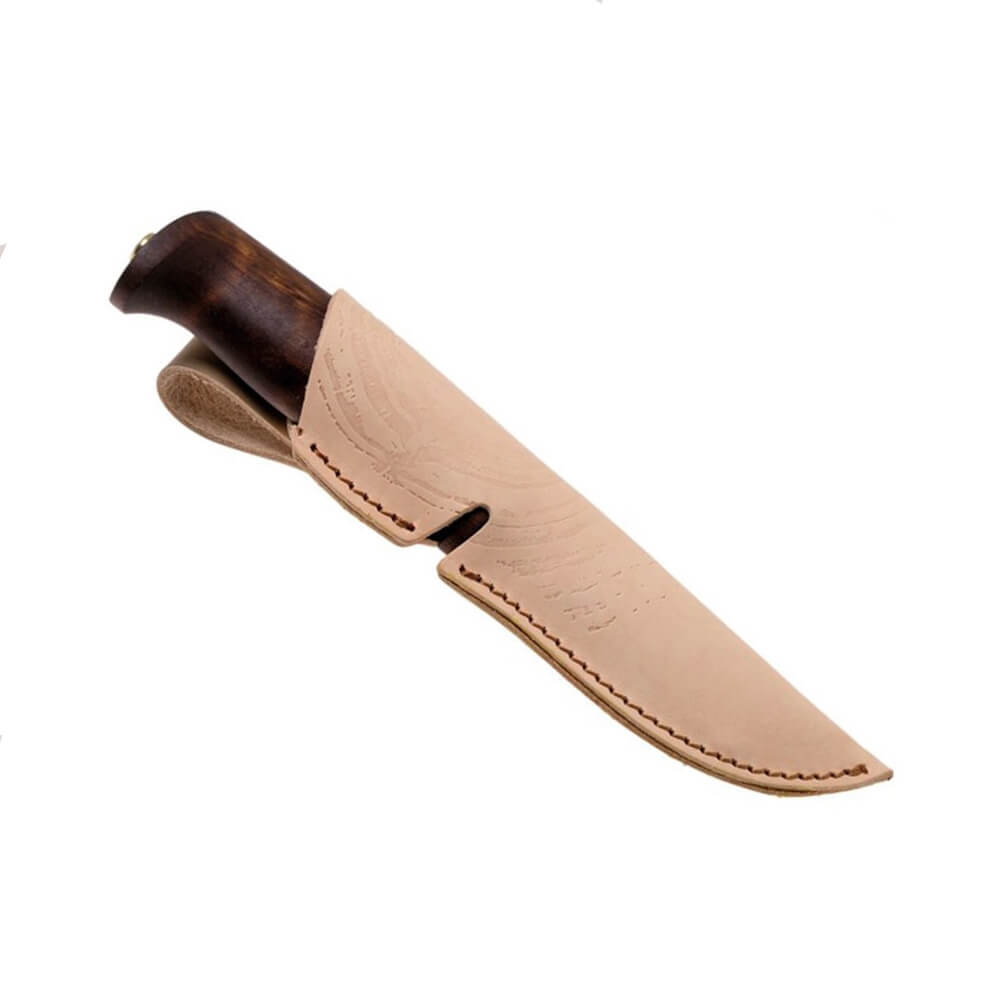 Cuchillo bushcraft Helle Gro 07 con mango de madera de abedul oscuro y hoja de 9.3 cm