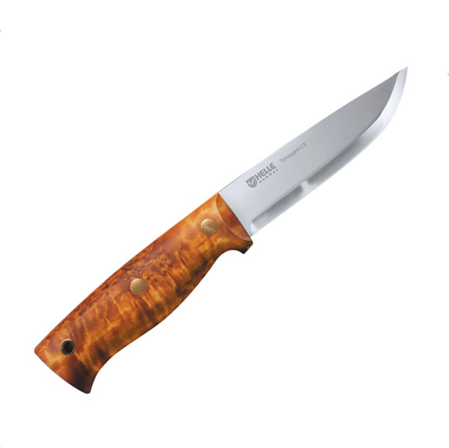 Cuchillo bushcraft Helle Temagami 301 Carbon con mango de madera ...