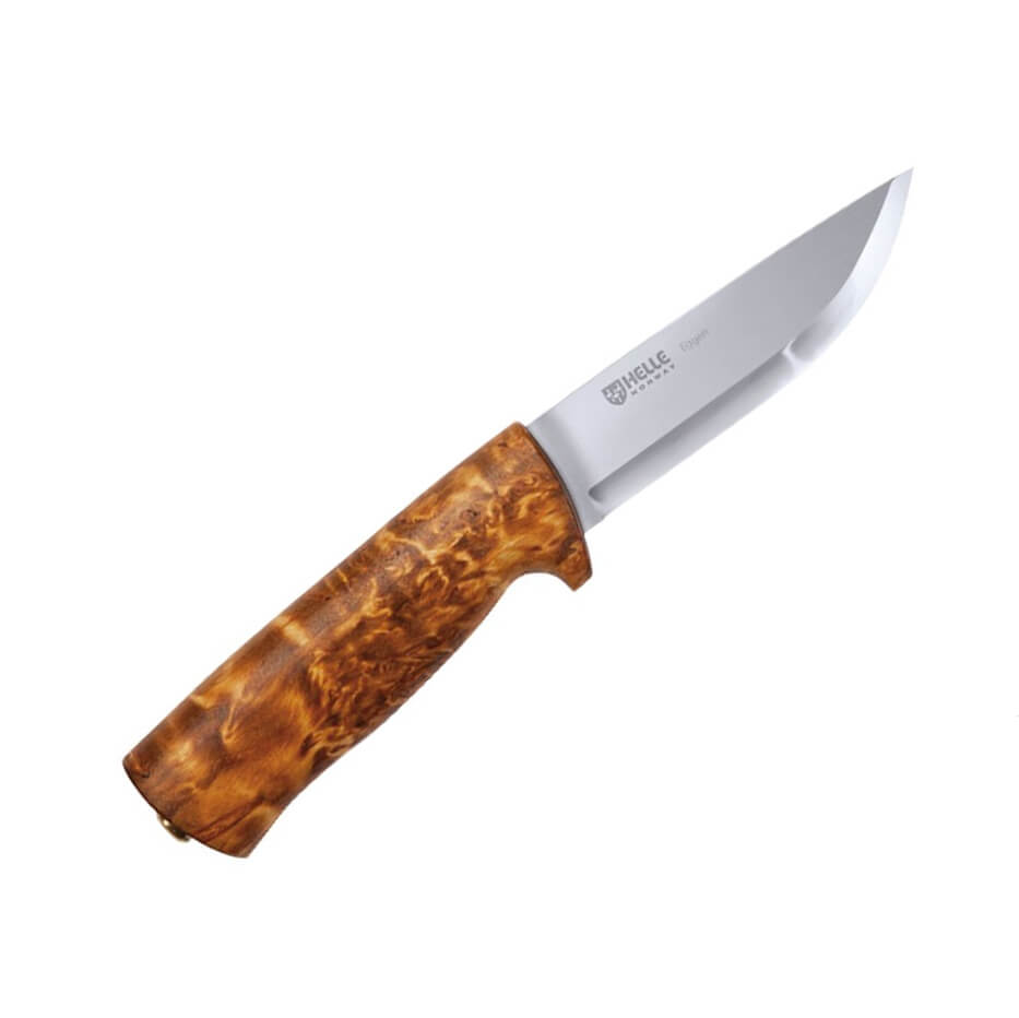 Cuchillo bushcraft Helle Eggen 75 con mango de madera de abedul y...