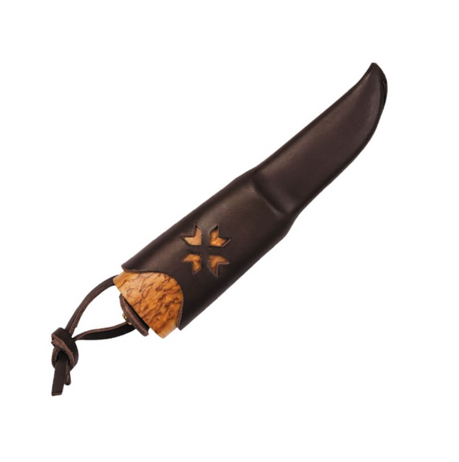 Nordic Helle Nying 55 knife with curly birch wood handle