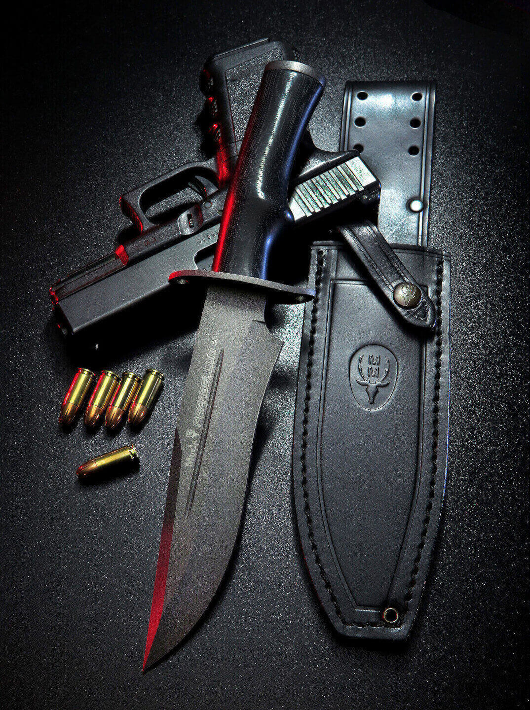 Couteau tactique Muela Parabellum-17N avec manche en micarta noir et lame noire