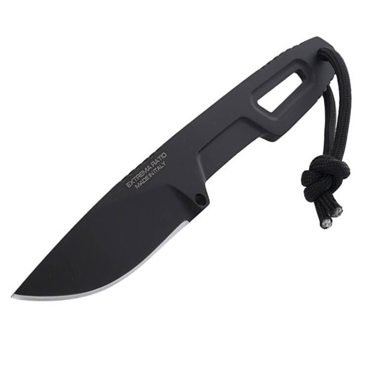 Cuchillo de bushcraft de Extrema Ratio SATRE BLACK. Acero böhler y hoja de 7 cm.