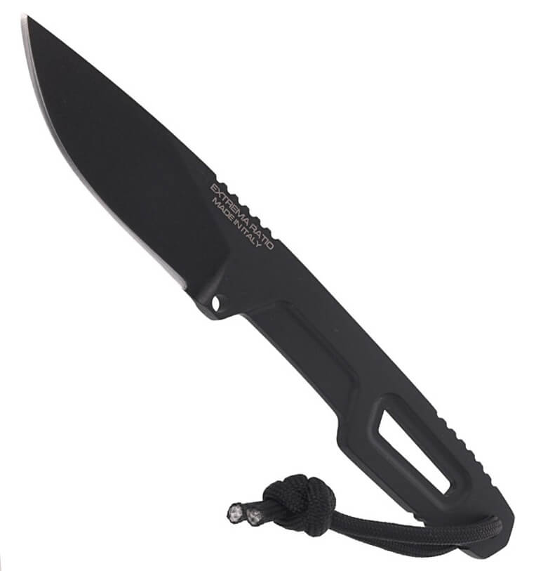 Cuchillo de bushcraft de Extrema Ratio SATRE BLACK. Acero böhler y hoja de 7 cm.
