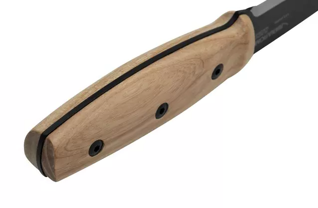 Cuchillo bushcraft Finn Blackblade Ash Wood S con madera de fresno y hoja de 8,7 cm. (14083)