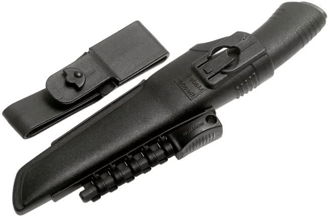 Coltello Morakniv Bushcraft Survival nero. Lama in acciaio al carbonio da 11 cm. Fodero con selce e temperino.