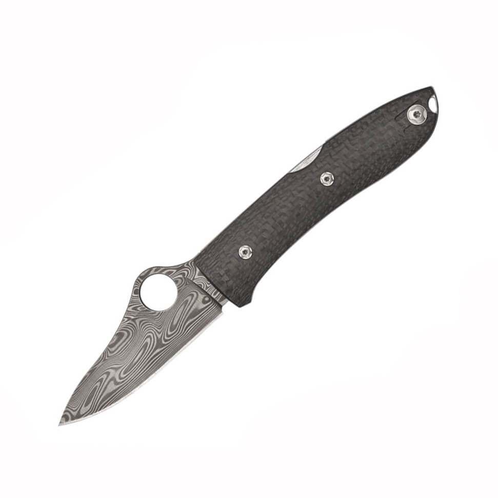 Navaja de bolsillo Spyderco Spyopera con hoja de acero damasco Th...