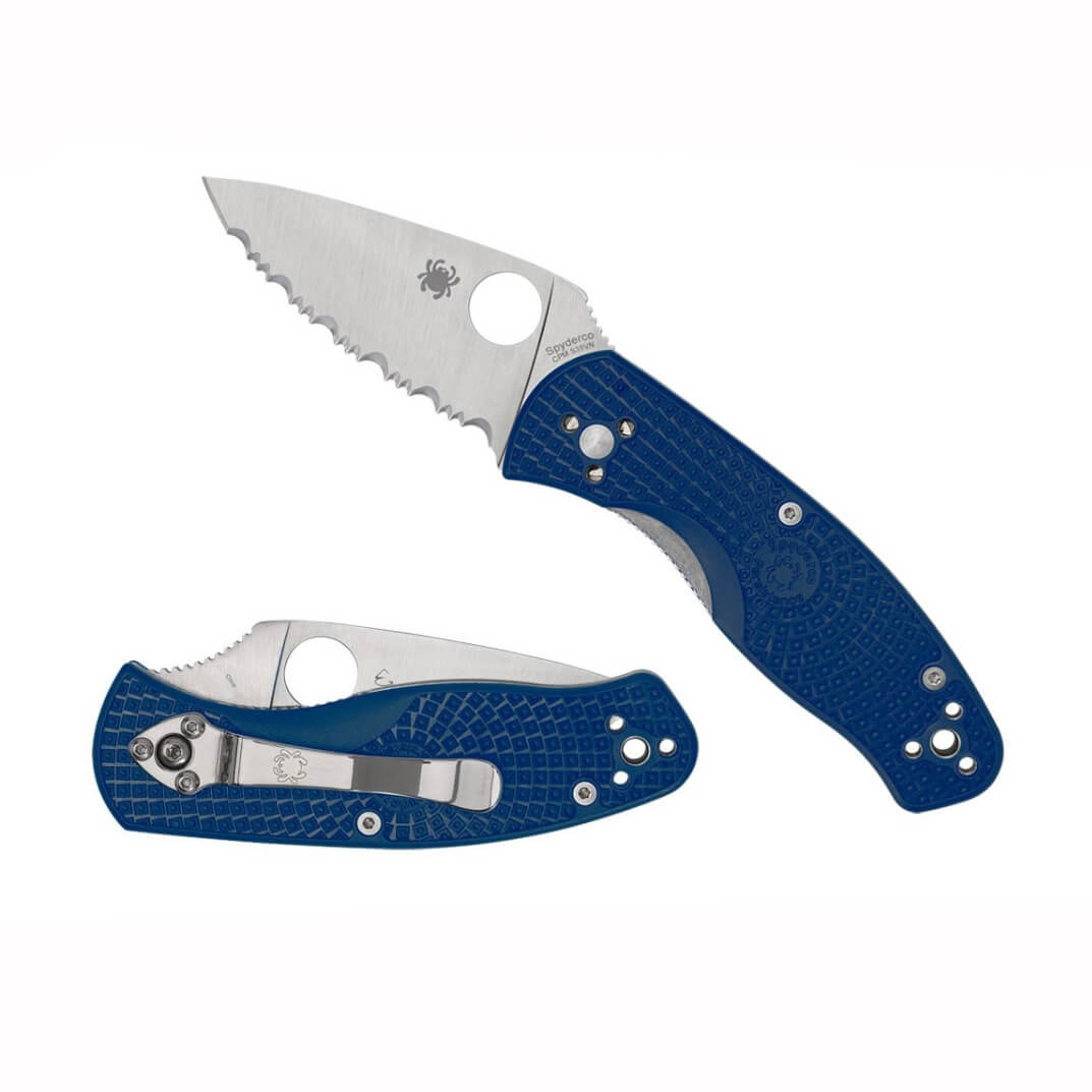 Navaja Spyderco Persistence FRN Azul y hoja de acero CPM-S35VN con filo dentado C136SBL
