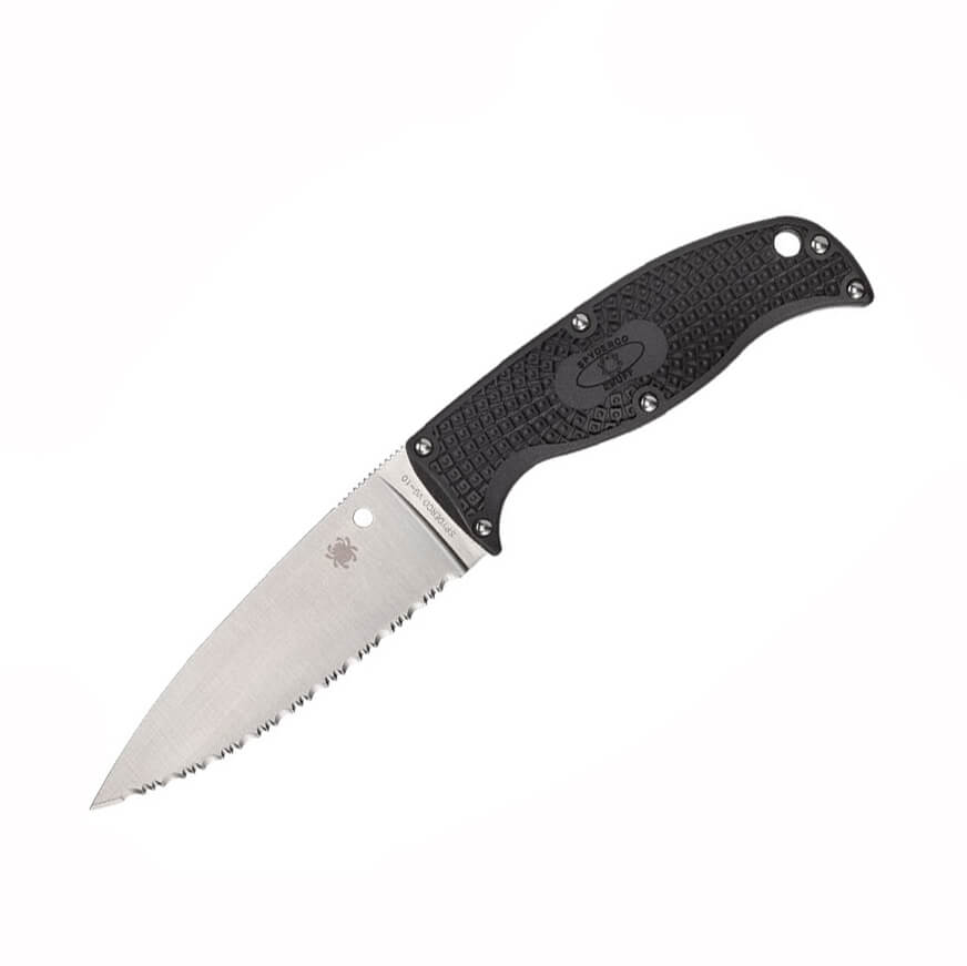 Coltello Spyderco ENUFF 2 con manico FRN nero e lama seghettata V...