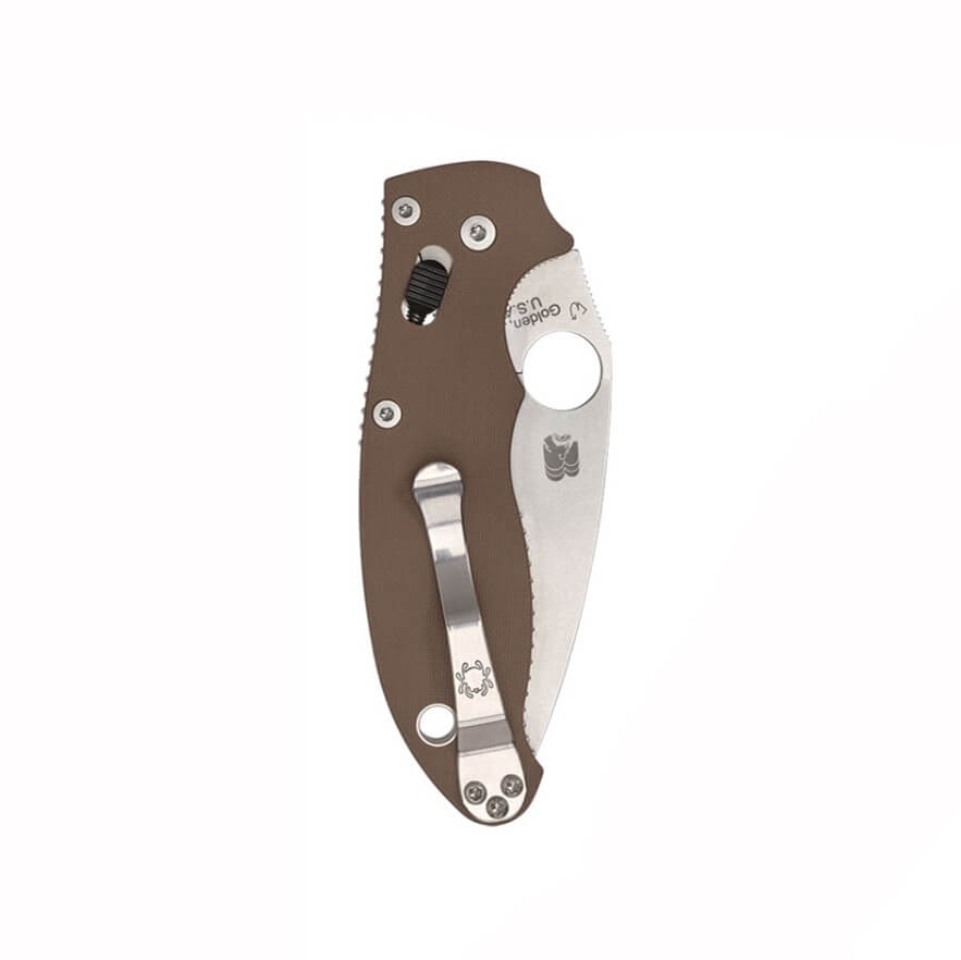 Coltello tascabile Spyderco Manix 2 con manico G-10 marrone e lama piatta in acciaio CPM-15V C101GPBN15V2