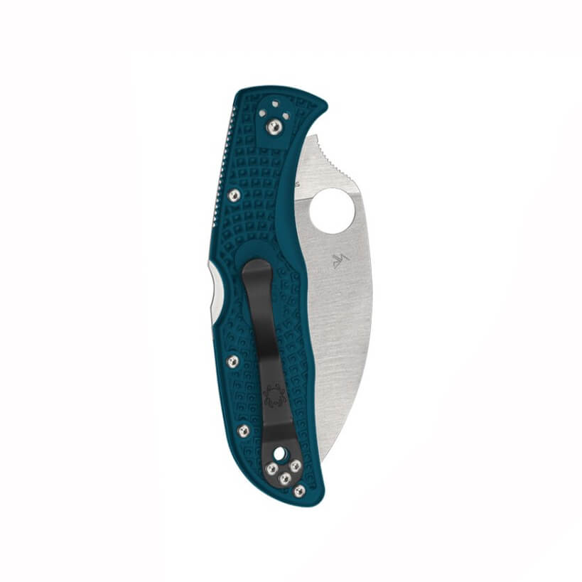Navaja táctica Spyderco Endela Wharncliffe con cachas de Nylon FRN azul y hoja de acero K390 C243FPWK390