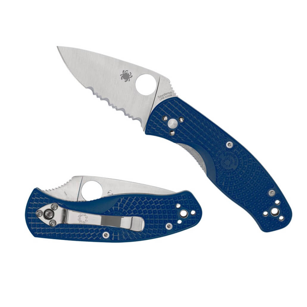 Navaja Spyderco Persistence con mango de FRN azul y filo mixto C136PSBL