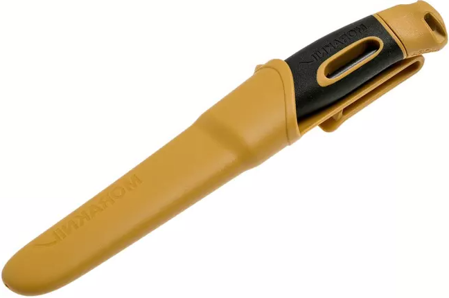 Cuchillo bushcraft Morakniv Companion Spark Yellow de 10,4 cm con pedernal.