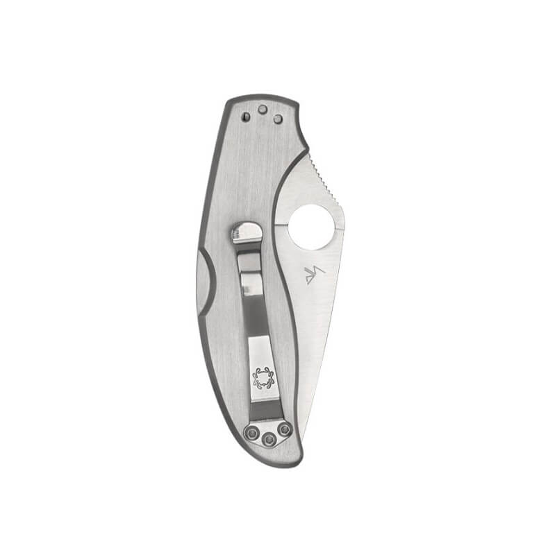 Coltello tascabile Spyderco Uptern SS Combo con manico in acciaio inossidabile e lama in acciaio 8Cr13MoV con CombinationEdge