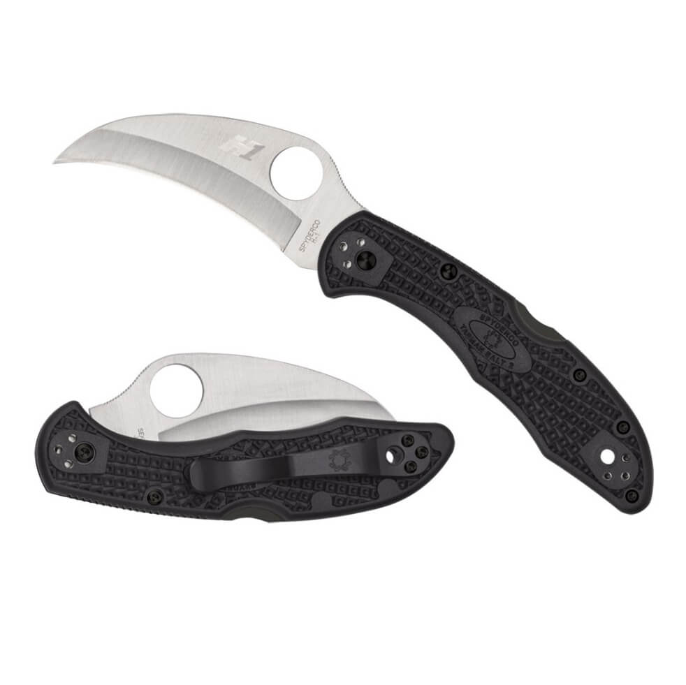 Navaja Spyderco Tasman Salt 2 con mango de FRN negro y hoja plana de acero H-1 C106PBK2