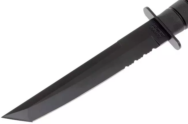 Cuchillo táctico Ka-Bar Kraton G Tanto 1245 - Hoja de 20 cm parcialmente dentado y funda en kydex