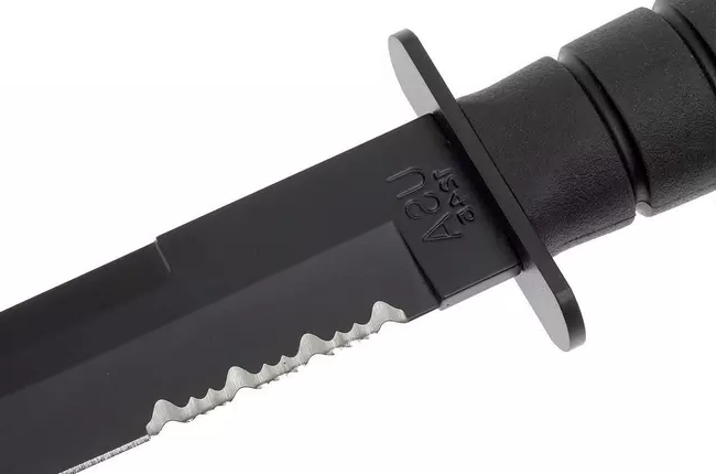 Cuchillo táctico Ka-Bar Kraton G Tanto 1245 - Hoja de 20 cm parcialmente dentado y funda en kydex