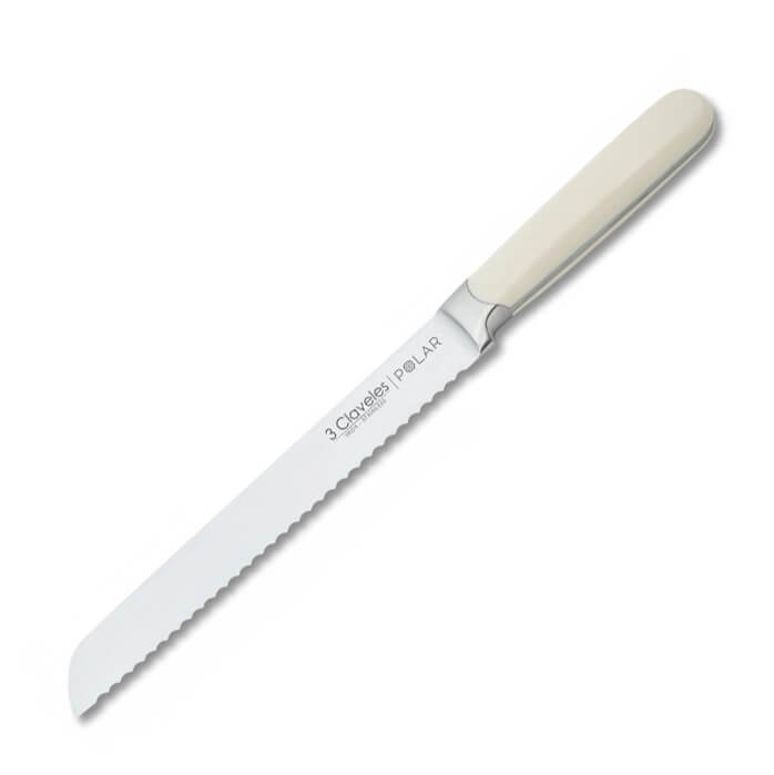 Cuchillo panero con mango de ABS blanco y hoja de 20 cm 3 Clavele...
