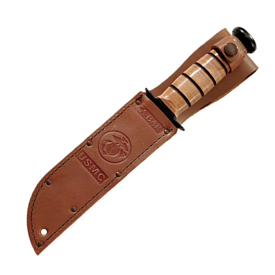 Ka-Bar USMC 1217 tactical knife - 18 cm blade and leather sheath.